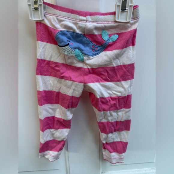 Carter’s 12M Girls Pink & White Stripe Whale Butt Leggings Pants - Picture 1 of 4